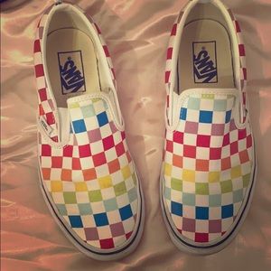Rainbow slip on vans